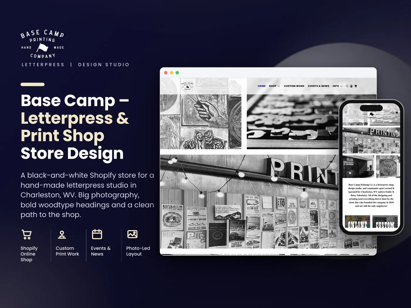 Base Camp Printing website design
